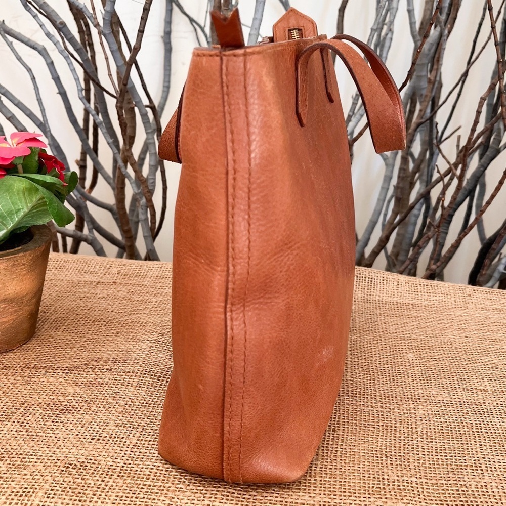 Madewell Zip Top Transport Small Brown Leather Bag - Picture 3 of 12